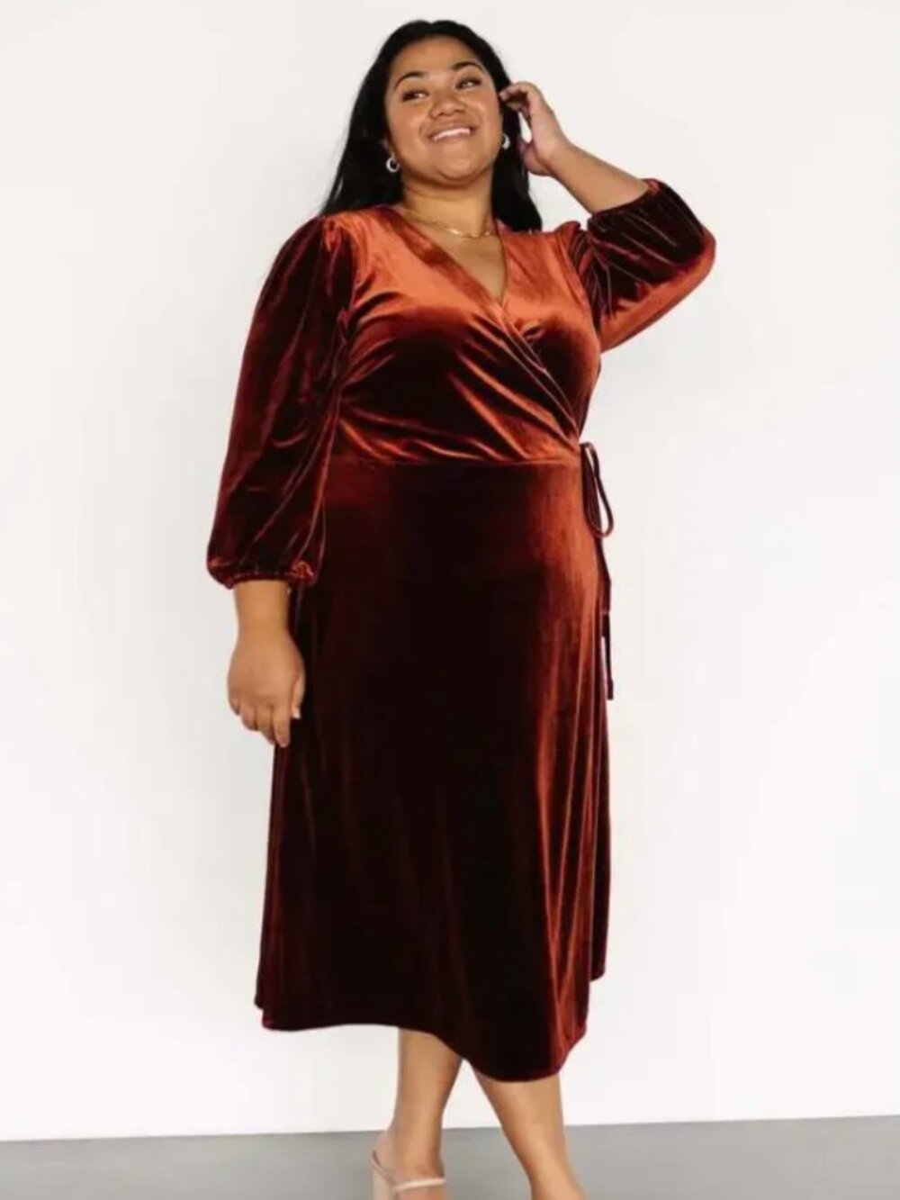 Baltic Born Beckinsale Velvet Wrap Dress | Cinnamon Size 2X